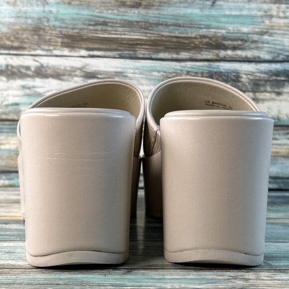 VINCE. Polina Platform Slide Sandal Womens Sz 6M Beige All Leather Slip On Wedge - Picture 5 of 12